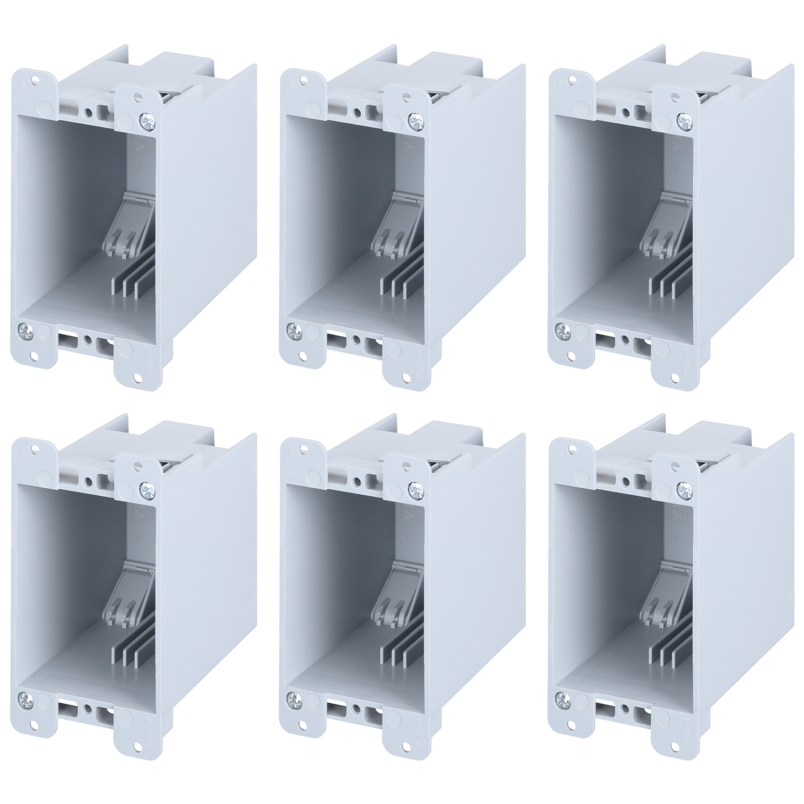 6 Pack One Gang Old Work Electrical Outlet Box, Ultra-deep 20 Cubic Inch Device Box, PVC Electrical J-Box for Switch, GFCI, Outlet Box for Home Improvement, ETL Listed