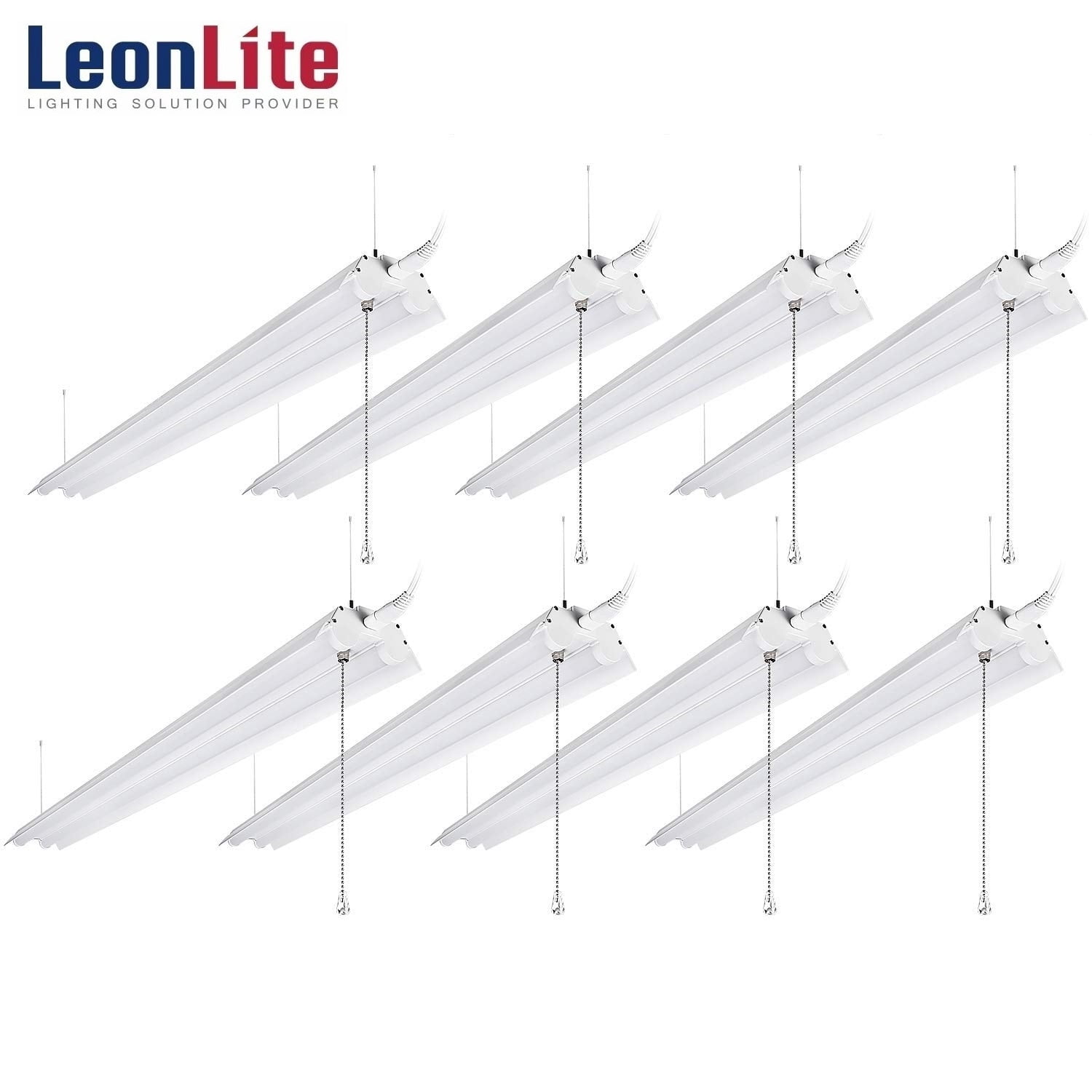 LEONLITE 8 Pack 40W 4ft Linkable LED Utility Shop Lights, Double-Tube T8 LED, 4000lm 120W Equivalent for Garage, Workbench, Basement, Warehouse, 5000K Daylight