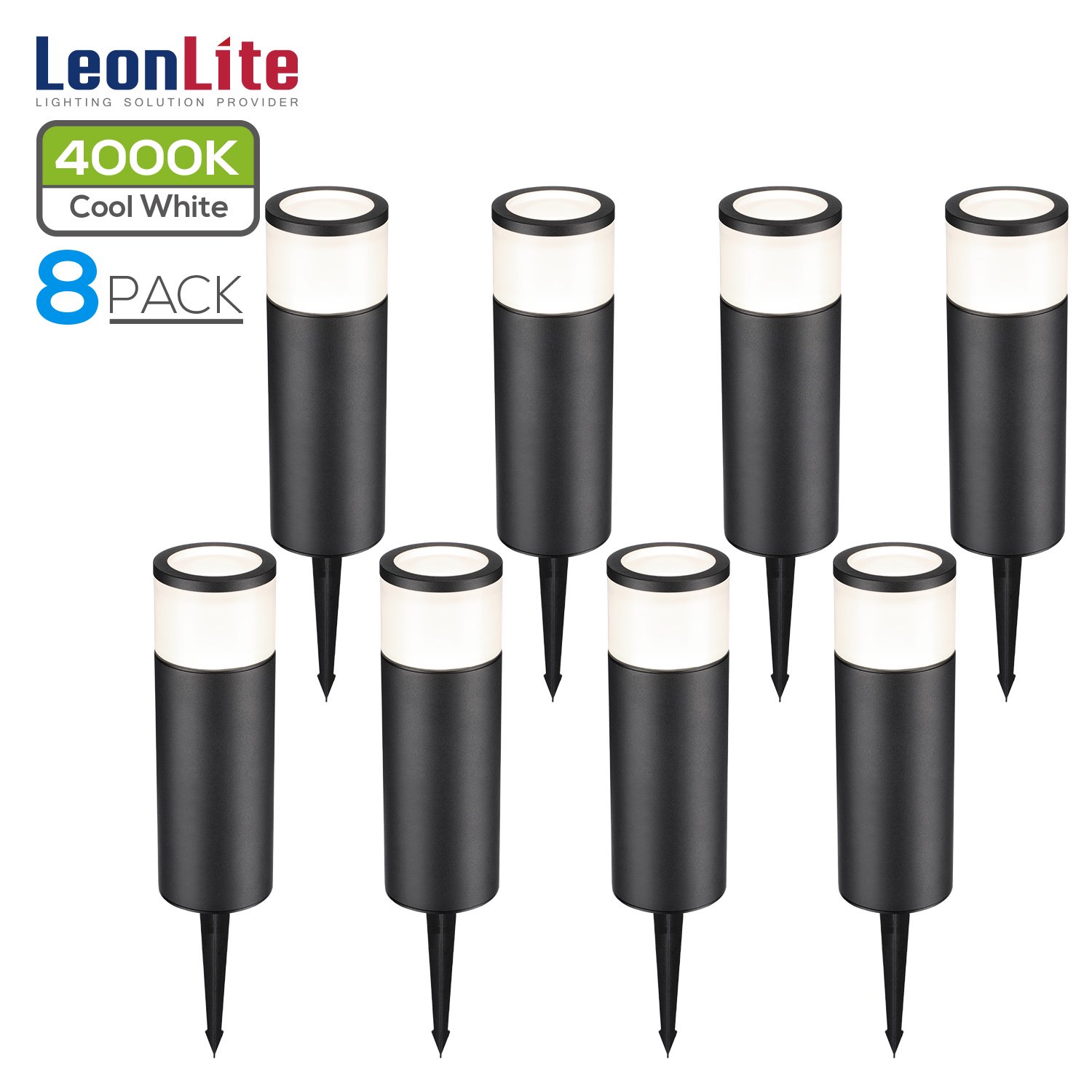 LEONLITE 8 Pack Low Voltage LED Landscape Lighting, Aluminum