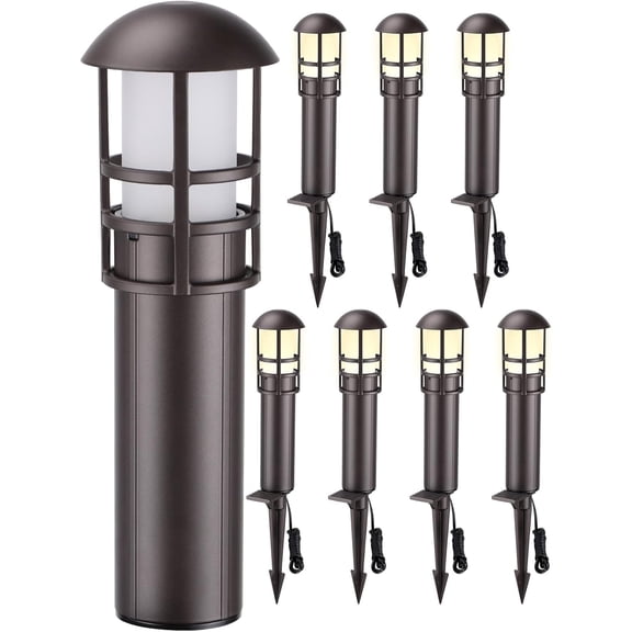 LEONLITE 8-Pack Low Voltage Landscape Lights Pathway, 3W 12V LED Path Lights, CRI90+, IP65 Waterproof Walkway Light, ETL Listed, Oil Rubbed Bronze Aluminum Housing, 3000K Warm White
