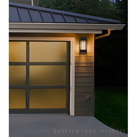 Exterior Wall Sconce, E26 Base, Outdoor Wall Light with Glass Fence, Black