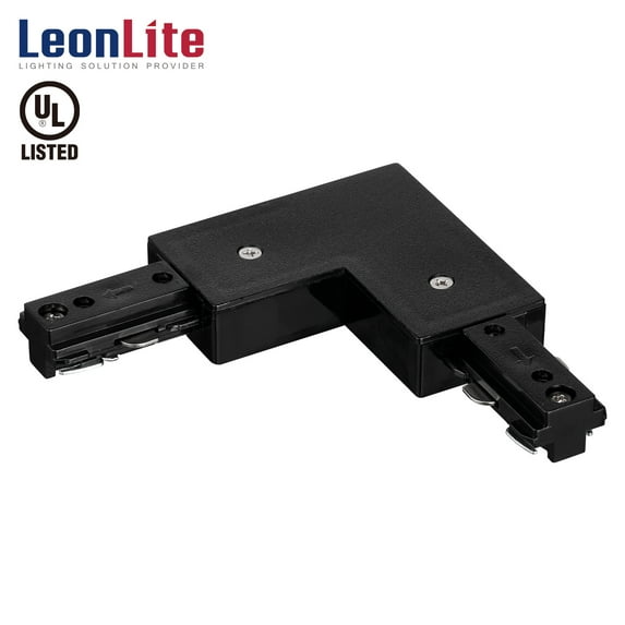 LEONLITE H Track L Connector, H Type 3-Wire-1 Circuit Track Lighting Kit, Left or Right Polarity 90 Corner, UL Listed, Flame Retardant Material, H Track System, 5 Years Warranty, 120V, Black