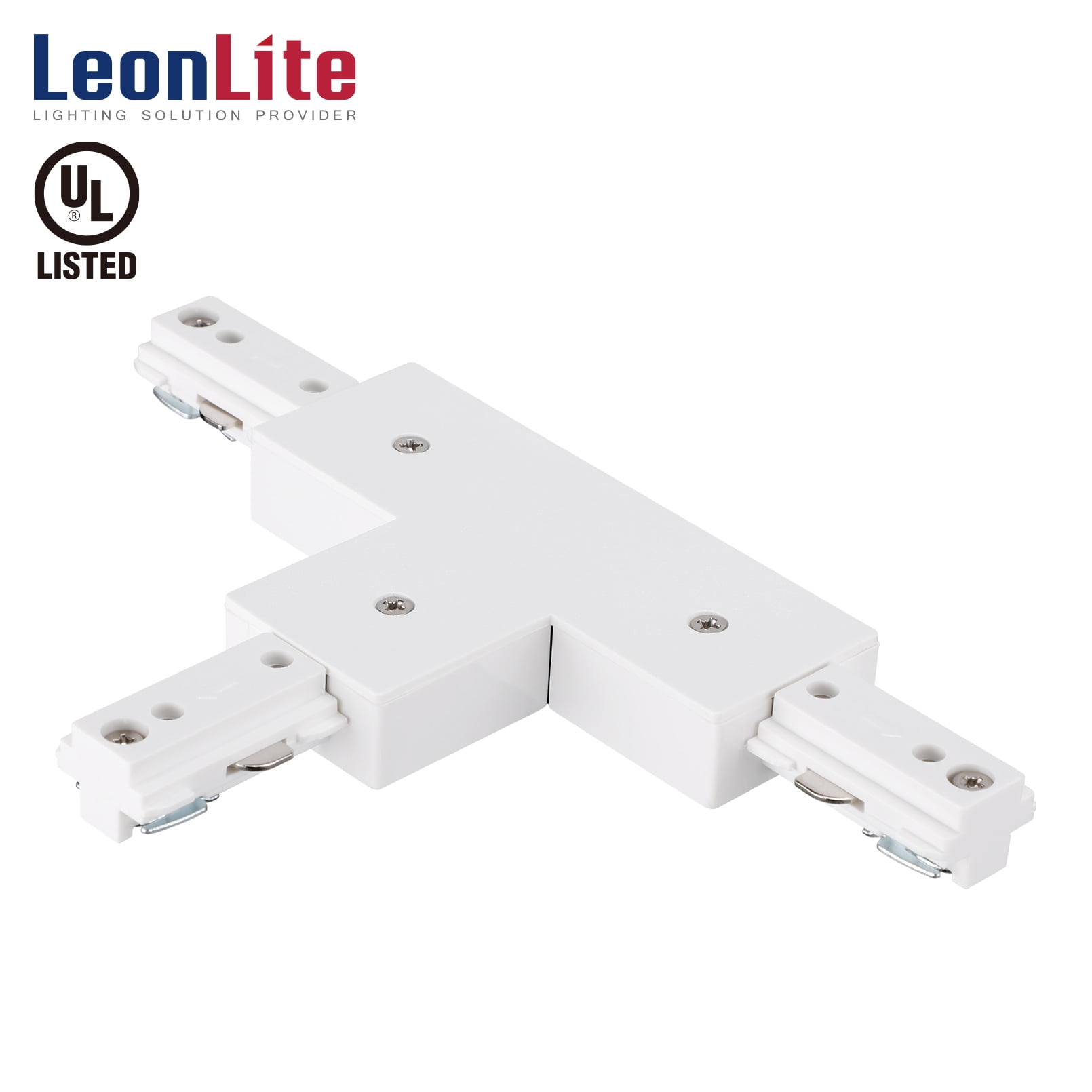 LEONLITE H Track T Connector, H Type Single Circuit 3-Wire-1 Track Lighting Kit, Corner Joiner, UL Listed, Flame Retardant Material, for H Track System, 5 Years Warranty, 120V, White