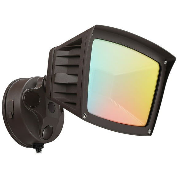 LED 3CCT Flood Light Dusk to Dawn, 40W Sensor Security Light, 3000K/4000K/5000K Selectable, Adjustable Head, Bronze