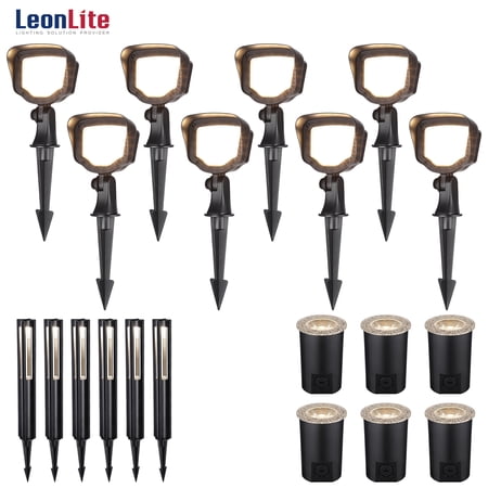 LEONLITE LED Landscape Lighting Kit (6 Pack Well Lights, 14 Pack Pathway Lights)