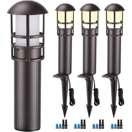 LEONLITE LED Low Voltage Landscape Pathway Lights, 3W 12V AC/DC Path Lighting, CRI90+, IP65 Waterproof, ETL Listed, Oil Rubbed Bronze Aluminum Housing, 3000K Warm White, Pack of 4