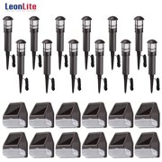 LEONLITE LED Pathway Lighting Kit (12 Pack Landscape Path Lights, 12 Pack Fence Deck Lights)