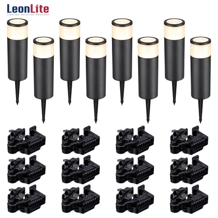LEONLITE LED Pathway Lighting Kit (8 Pack Landscape Path Lights, 12 Pack Cable Splice Connector)