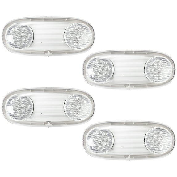 LEONLITE LED Wet Location Outdoor Emergency Light with Adjustable Light Heads, UL-Listed, Rechargeable Battery Backup Included, for Parking Lots, Warehouses, Pack of 4
