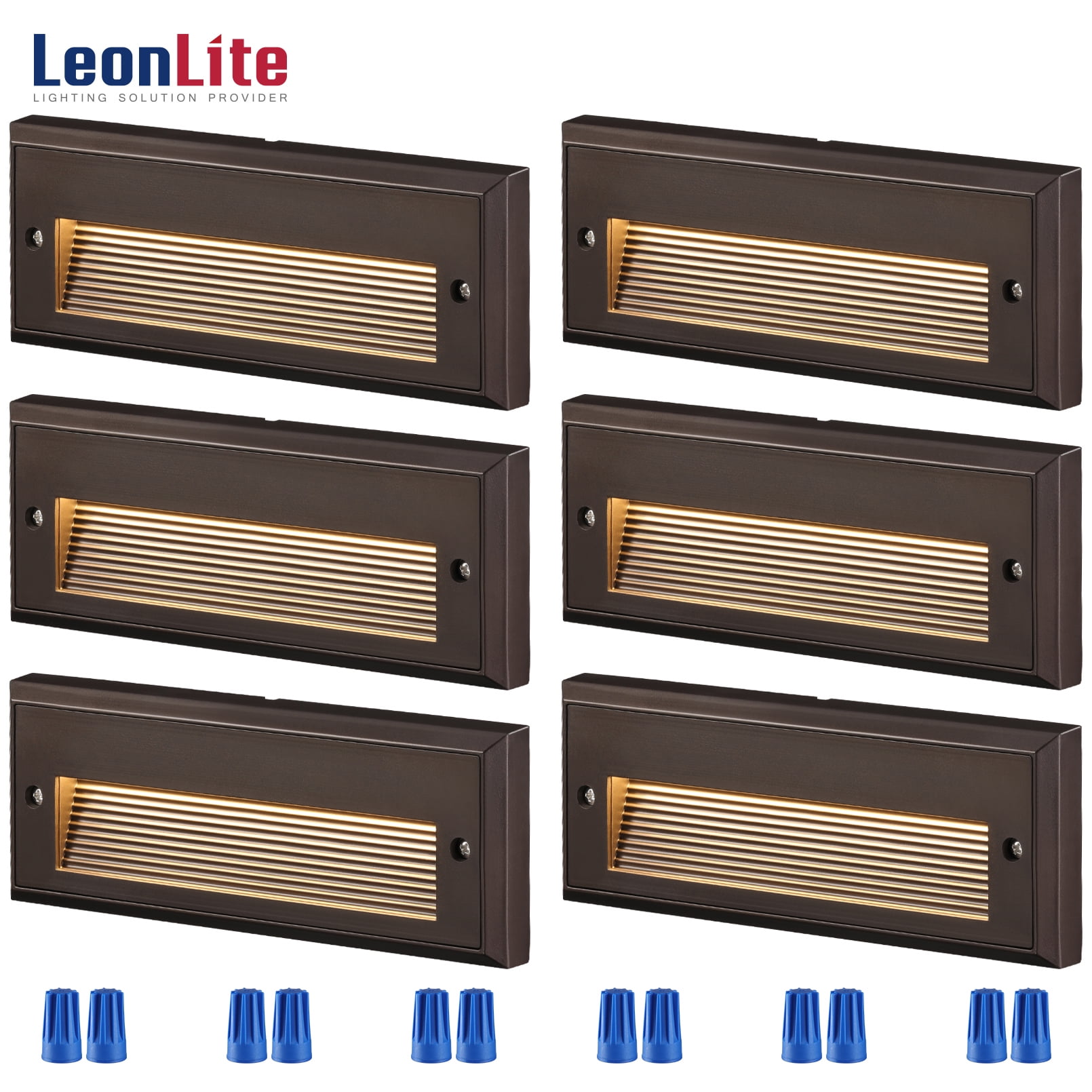 LEONLITE Low Voltage LED Step Lights Outdoor, 12V 3.5W Landscape Stair  Lights, Anti-Glare Surface Mount Deck Light, UL Listed, IP65 Waterproof,  Aluminum, Oil Rubbed Bronze, 3000K Warm White, Pack of 6 