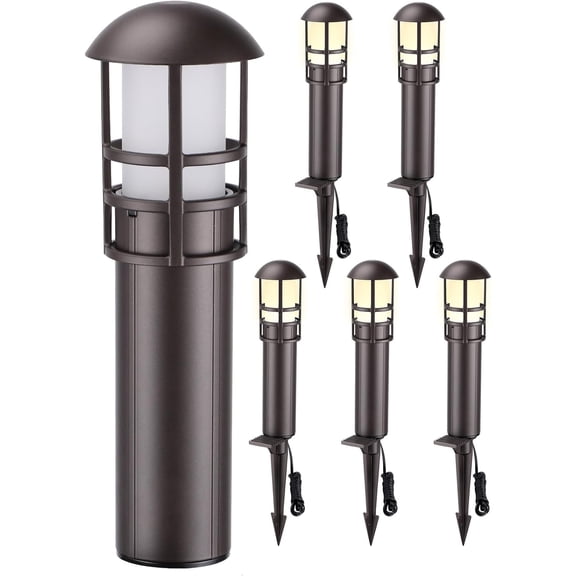 LEONLITE Low Voltage Landscape Pathway Lights, 3W 12V AC/DC Lighting, IP65 CRI90+ Lighting Wired for Yard Lawn, Oil Rubbed Bronze Aluminum, ETL Listed, 3000K Warm White, Pack of 6