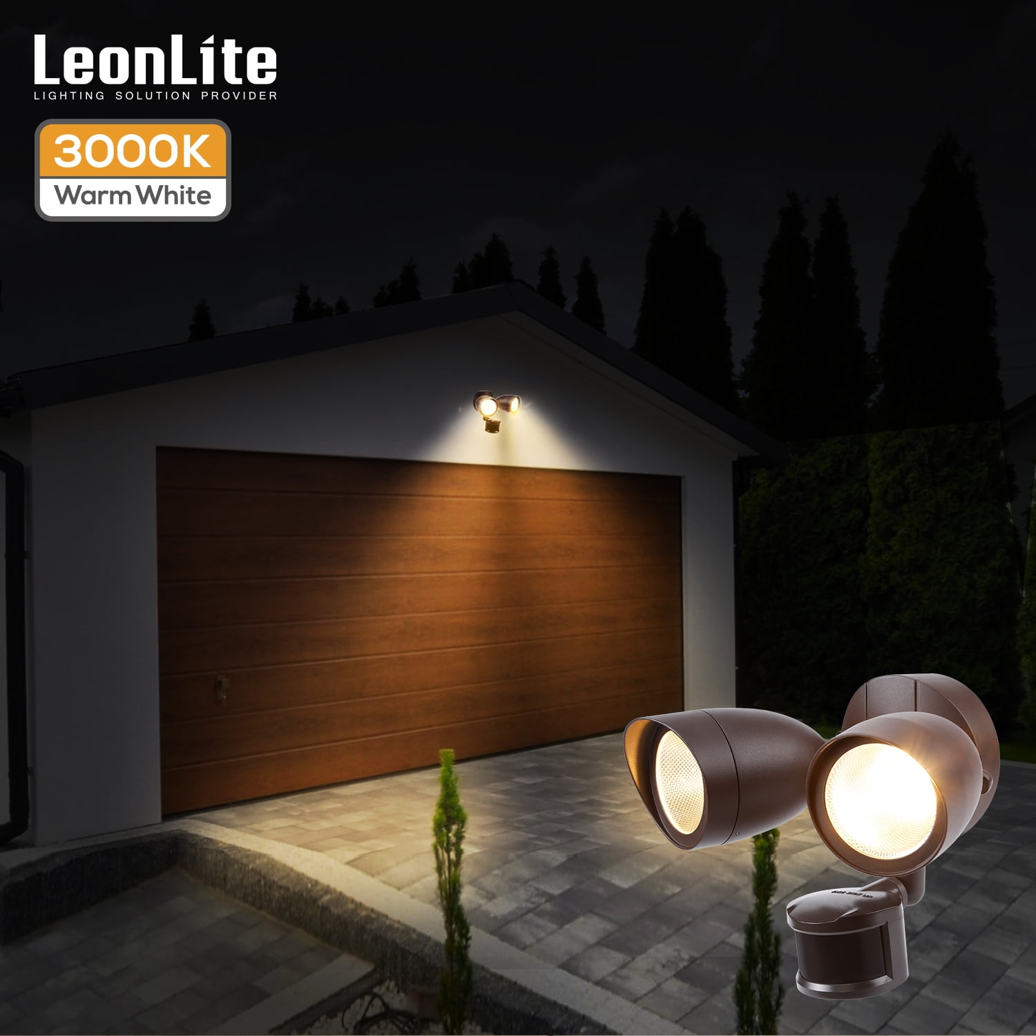 LEONLITE Motion Sensor LED Flood Light, Dusk to Dawn LED Security Light