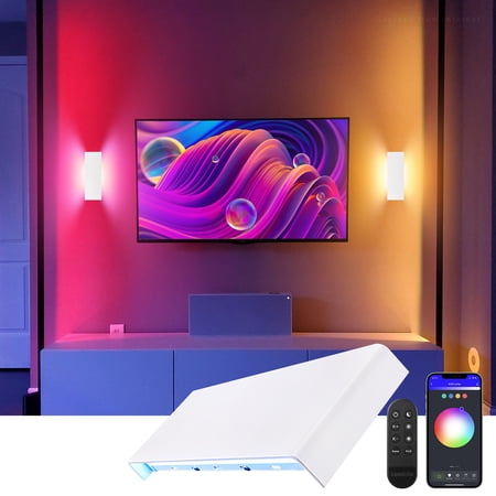 LEONLITE RGBCW Smart Dimmable LED Up Down Wall Light with Remote, White
