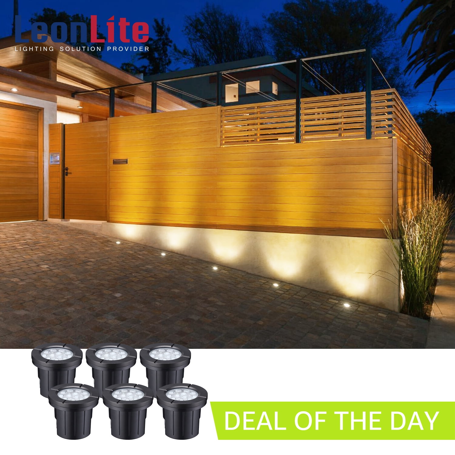 LEONLITE Recessed Deck Lights Low Voltage LED Step Lights Landscape Lights Pack of 6
