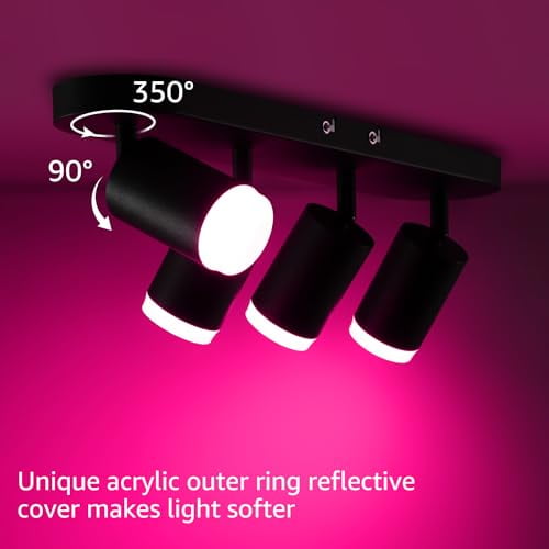 LEONLITE Smart RGB LED Track Light Fixture, Dimmable 30W 4-Light ...