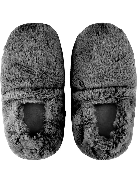 Microwavable Heated Slippers for Women and Men, Warming Booties with Flaxseed Fill, Soft Minky Fabric, One Size Fits Most