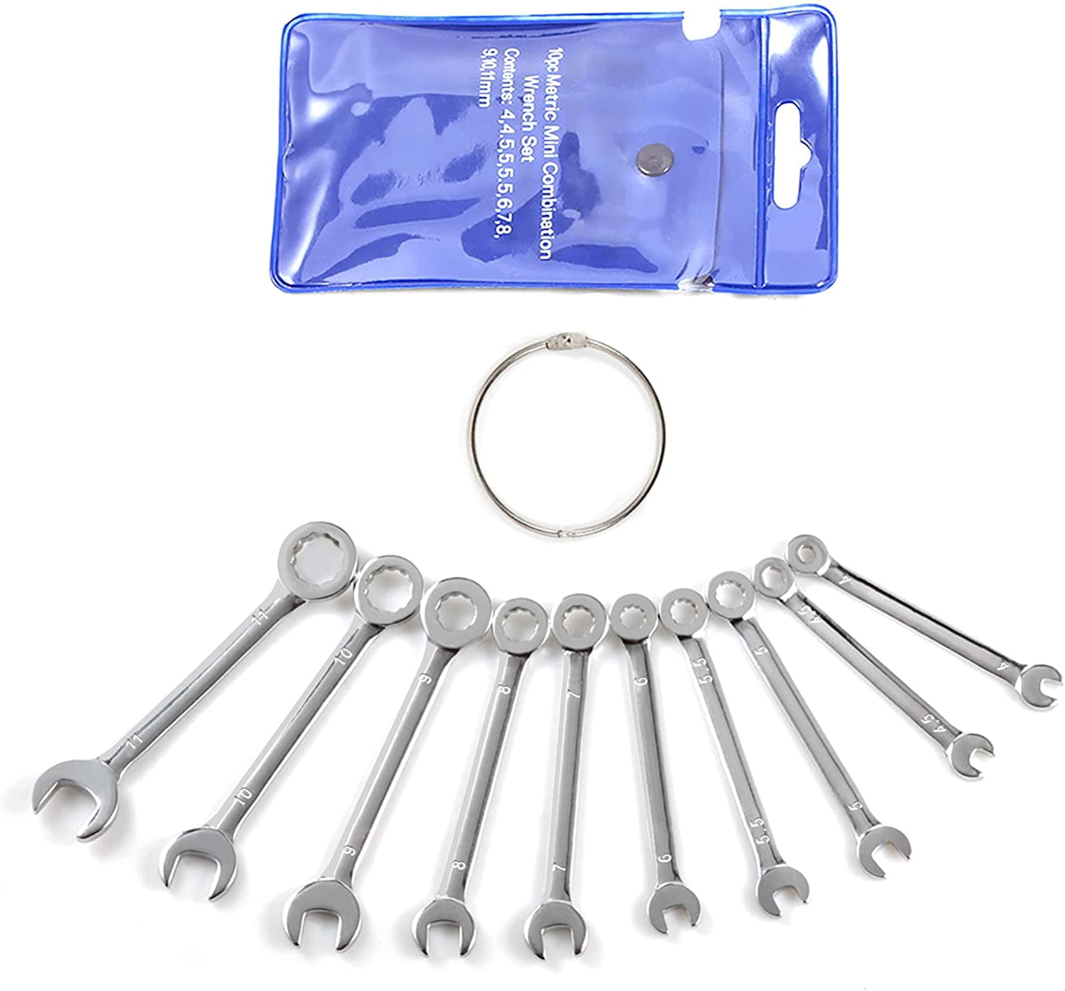 LEONTOOL Mini Combination Wrench Set Metric 4mm to 11mm Open End and
