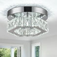 thumbnail image 1 of LEONTYNE Mini Modern Crystal Chandelier 7.9 inch Hexagon Crystal Ceiling Light Flush Mount LED Chandeliers for Bedroom Kitchen Foyer Hallway Closet (6500K Cool White), 1 of 7