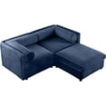 thumbnail image 1 of LEONX Stylish Blue Chenille 2-Seater Sofa with Storage Seat, Cylindrical Backrest and Armrests, Modern Fabric Loveseat Featuring Hidden Storage Space, 1 of 15
