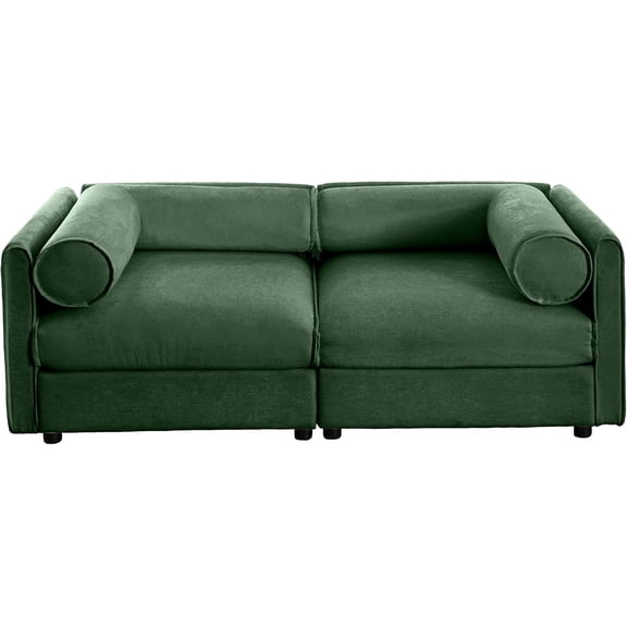 LEONX Stylish Blue Chenille 2-Seater Sofa with Storage Seat, Cylindrical Backrest and Armrests, Modern Fabric Loveseat Featuring Hidden Storage Space