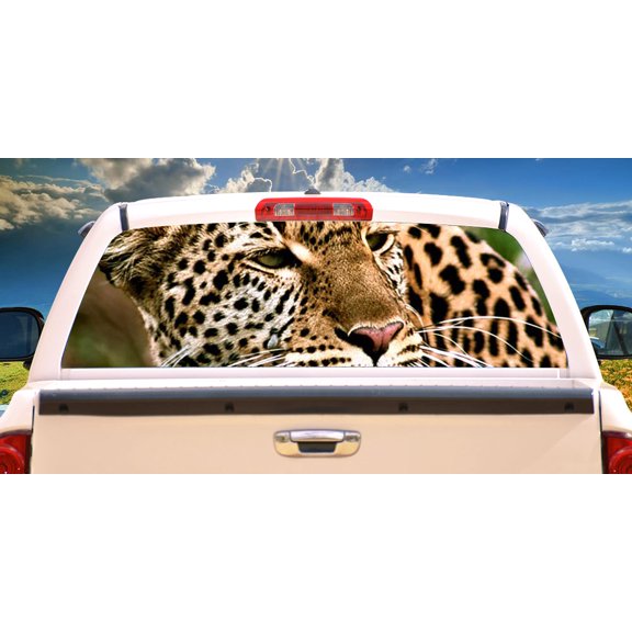 LEOPARD Rear Window Graphic decal tint film truck view thru vinyl