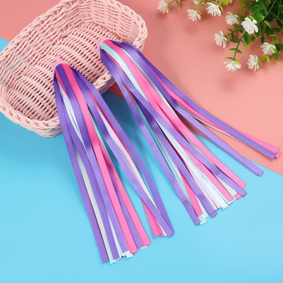 LEORX Kids Bicycle Tassel Ribbon Multi-Colored Polyester 1 Pair