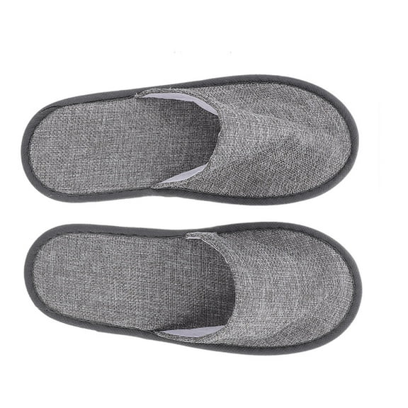 LEORX 1 Pair Comfortable Slippers for Home and Hotel Use Grey Cotton Linen Anti-slip Disposable