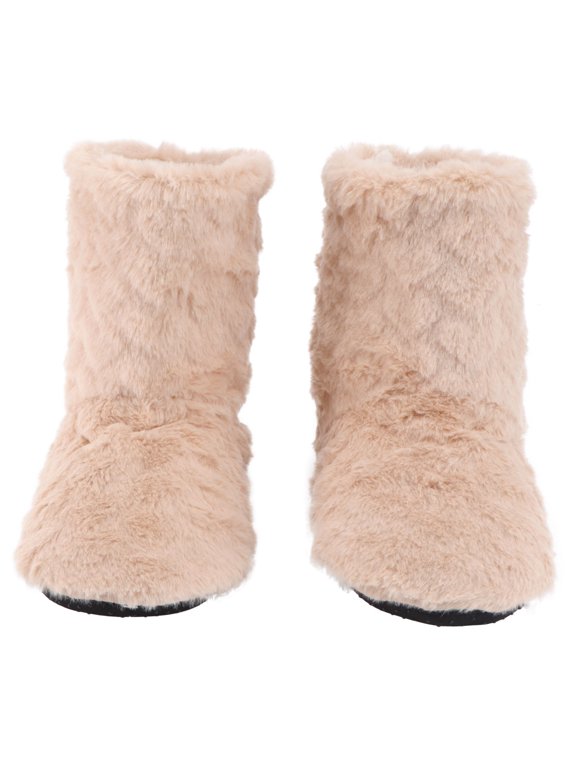 1 Pair Slipper Boots Khaki Simulation Rabbit Wool Warm Indoor Use Adults