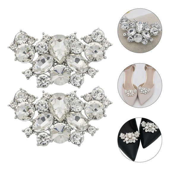 LEORX 1 Pair Woman Shoe Clips Flowers White Aluminum Alloy Shoe Decoration for Holiday
