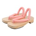 thumbnail image 1 of LEORX 1 Pair Women Summer Slippers Pink Wooden with Traditional Japanese Design and Non-slip Sole, 1 of 8