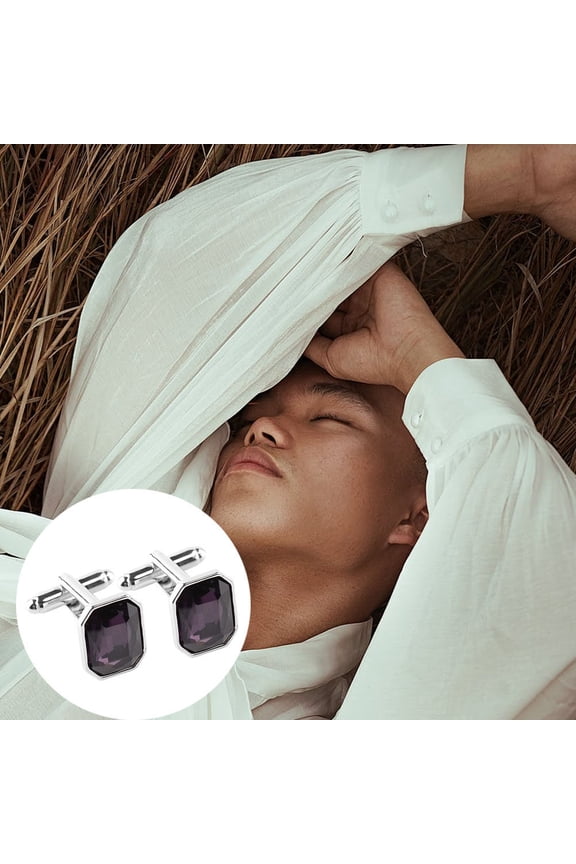 1 Pair of Decorative Cuff Links for Men and Women Wedding Accessories in Purple