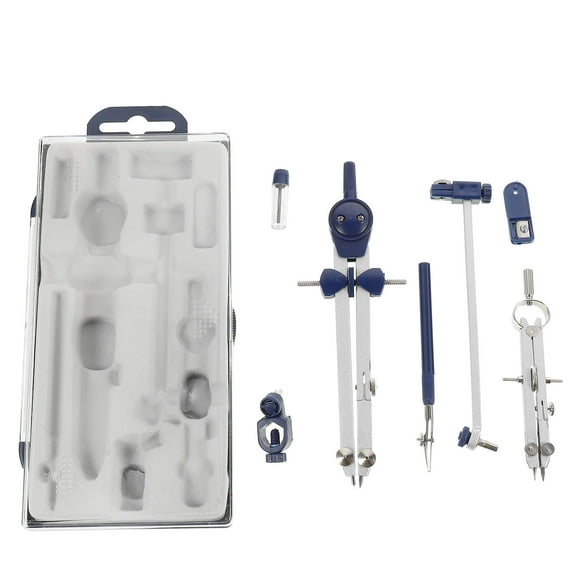 LEORX 1 Set 7pcs Blue Metal Compasses for Drafting and Geometry by General Users
