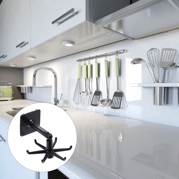 LEORX 1 Set Bathroom Shower Hooks Plastic Rotating Storage Hooks Black