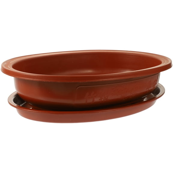 LEORX 1 Set Brown Oval Flower Pot Large Capacity Plastic for Household with Drainage