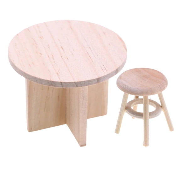 LEORX 1 Set Dollhouse Layout Prop Wooden For Tiny House Mini Table