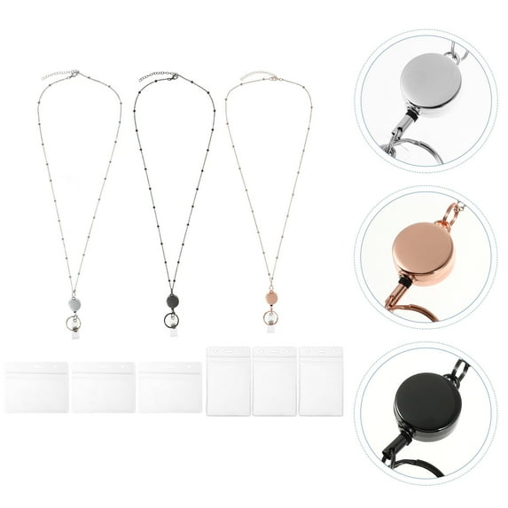 LEORX 1 Set Extension Lanyards for Work Cards Round Shape Portable Design 3.62X2.36X0.08in
