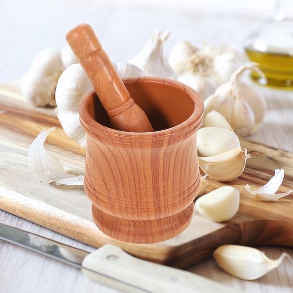 LEORX 1Set Light Brown Pestle Set for Home Kitchen Spices Herbs Crushing and Grinding