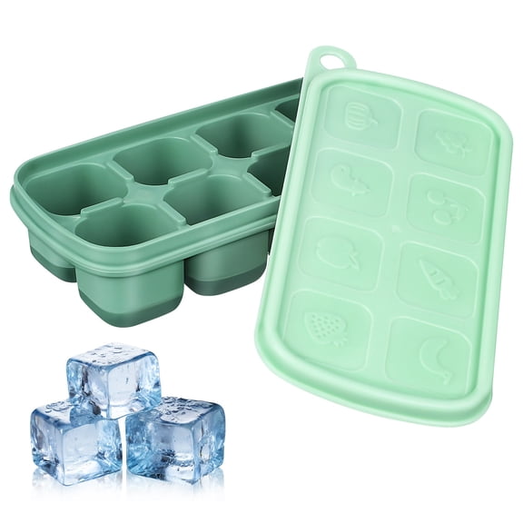 LEORX 1 Set Ice Container for Freezer with Lid Silicone Material for Home and Office