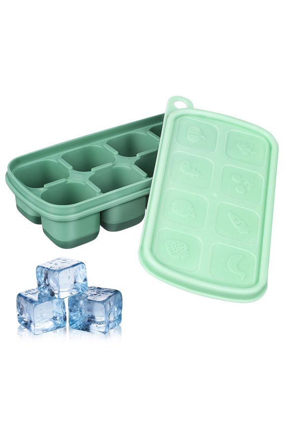 1 Set Ice Container for Freezer with Lid Silicone Material for Home and Office