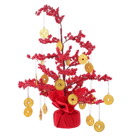 LEORX 1 Set Luck Tree Decor Red PVC Decorative for Office School Celebration