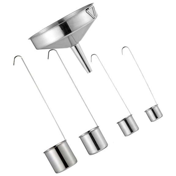 LEORX 1Set Metal Kitchen Funnel with Ladle Spoon for Pouring Oil Wine Soy Sauce and Juice