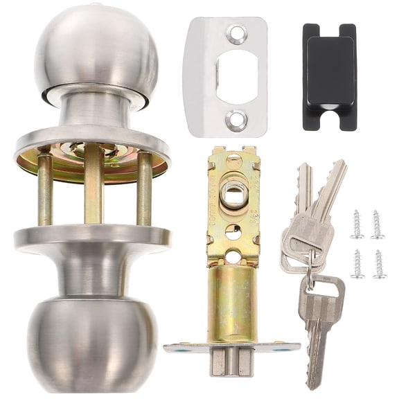 LEORX 1 Set Silver Round Door Knob With For Bedroom Doors Security Locking