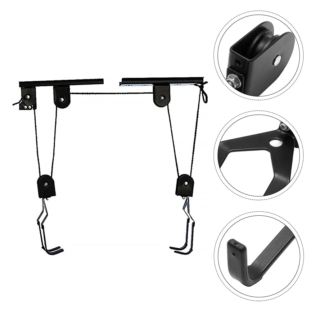 Bike Rack Pully LEORX 1 Set Steel Bike Storage Rack with Pulley System for Space Saving ...
