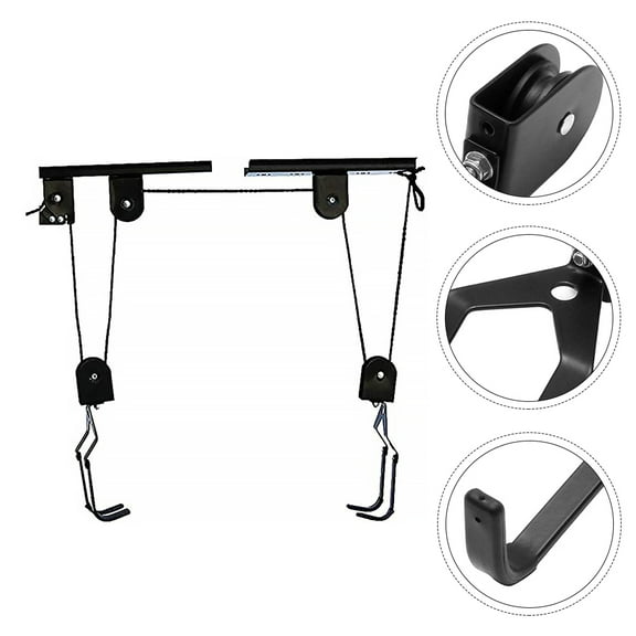 LEORX 1 Set Steel Bike Storage Rack with Pulley System for Space Saving Design