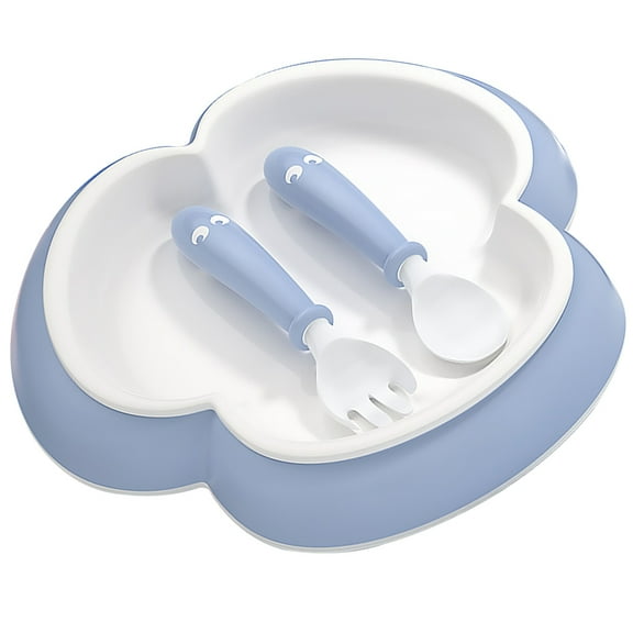 LEORX 1 Set Toddler Dinnerware Baby Dinner Plate Blue Prevent Spillage for Mealtime