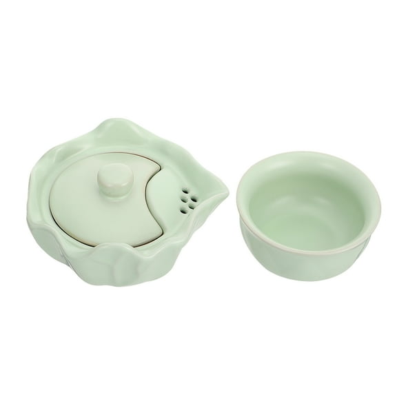 LEORX Chic Green Ceramic Teapot with Kitchen Tea Cup for Relaxing 1Set