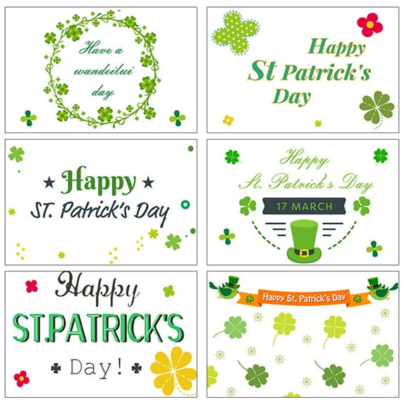 LEORX 1Set St Patricks Day Greeting Cards with Envelopes Assorted Blessing Cards