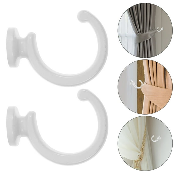 LEORX 1Set White Zinc Alloy Curtain Holdbacks for Wall Mounted Drapery and Small Item Hanging