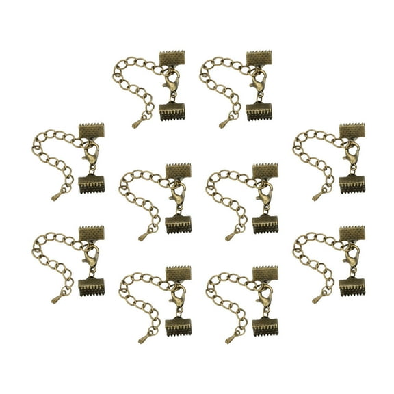 LEORX 10 Pcs Crimp Ends Jewelry Making End Clasp Brown Connecting Bracelet Making