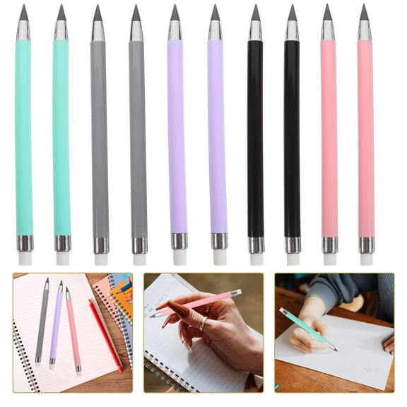 LEORX 10 Pcs Eternal Lead Pencils Everlasting Pencils Forever Pencils Inkless Macaron Pencil with Eraser